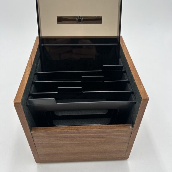 Vintage 80s ComputerMate Wood Grain 5.25" Floppy Storage Disk Holder w/Dividers - Picture 2 of 5
